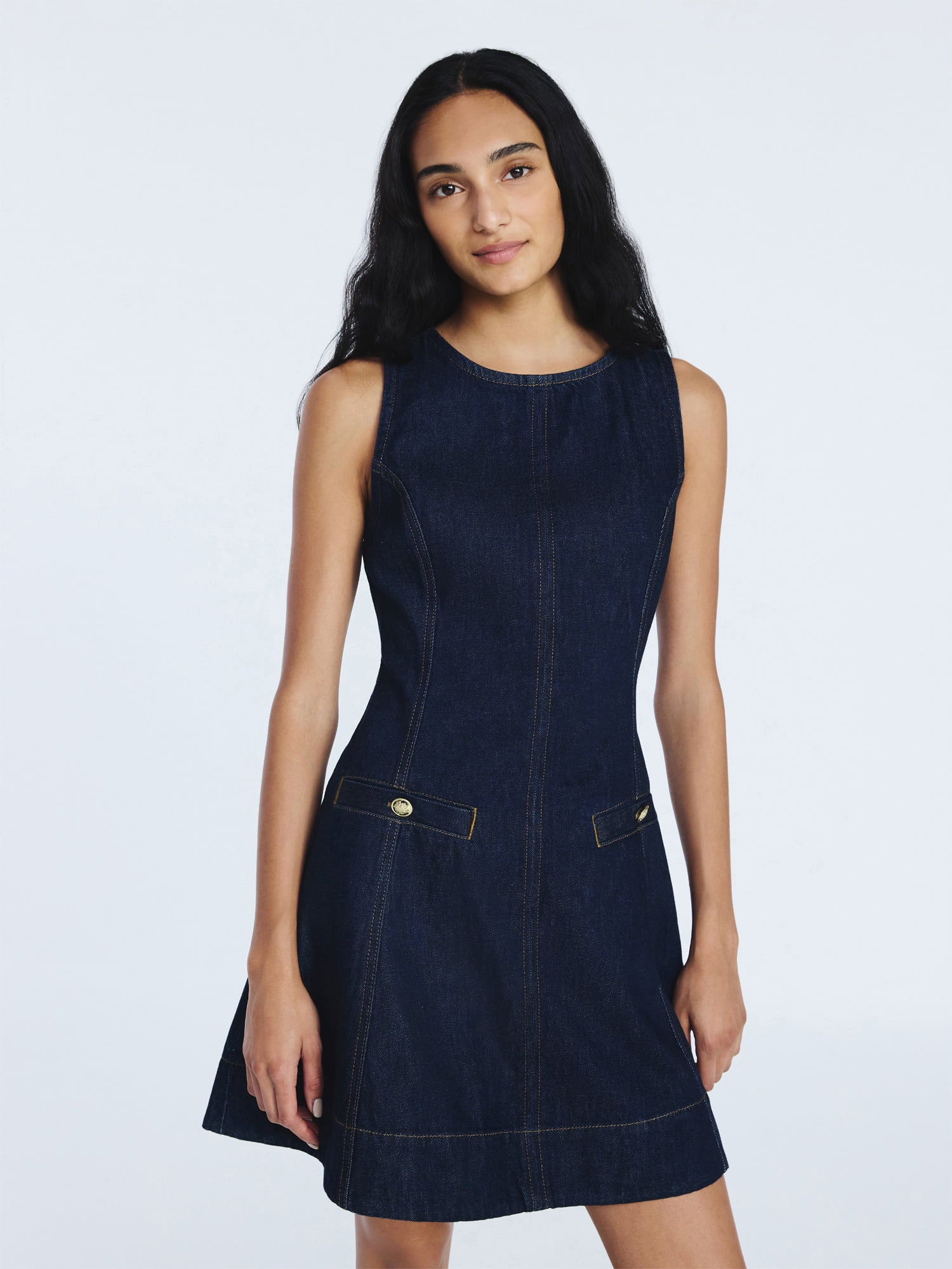 Women's and Women’s Plus Sleeveless Denim Mini Dress