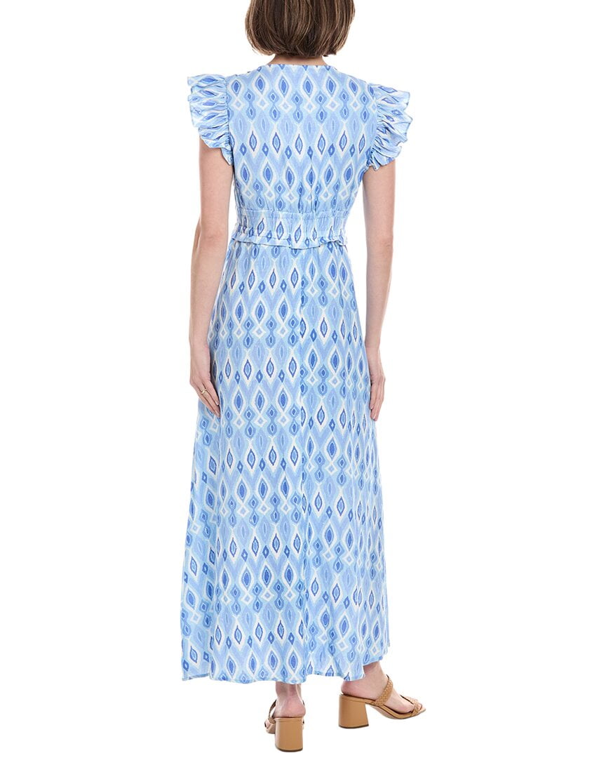 Alternative view of womens V-Neck Flutter Sleeve Linen-Blend Maxi Dress