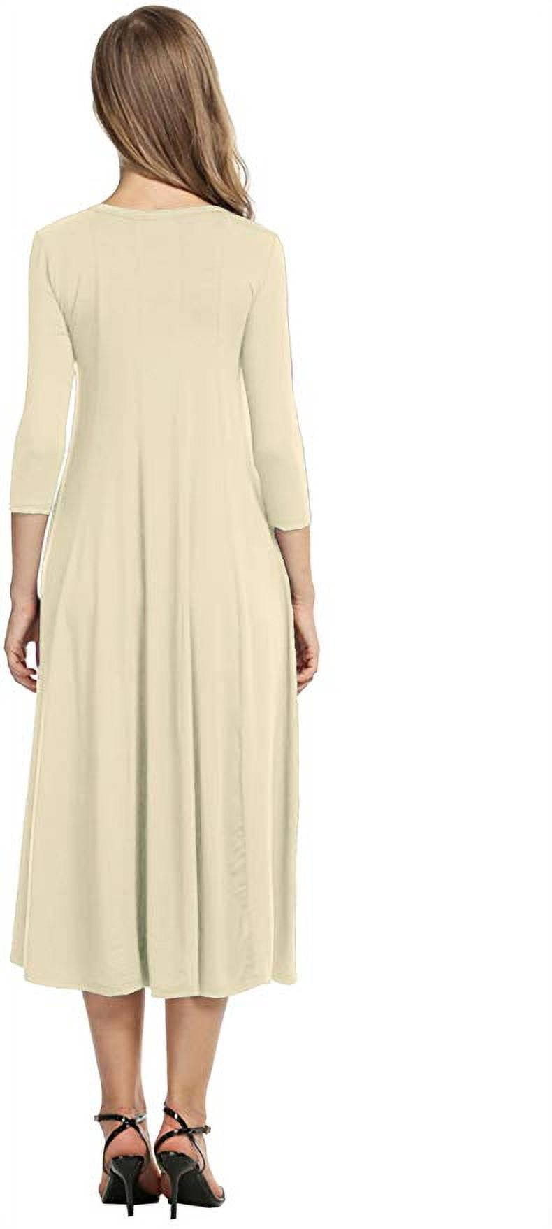 Alternative view of Women's 3/4 Sleeve A-line and Flare Midi Long Dress